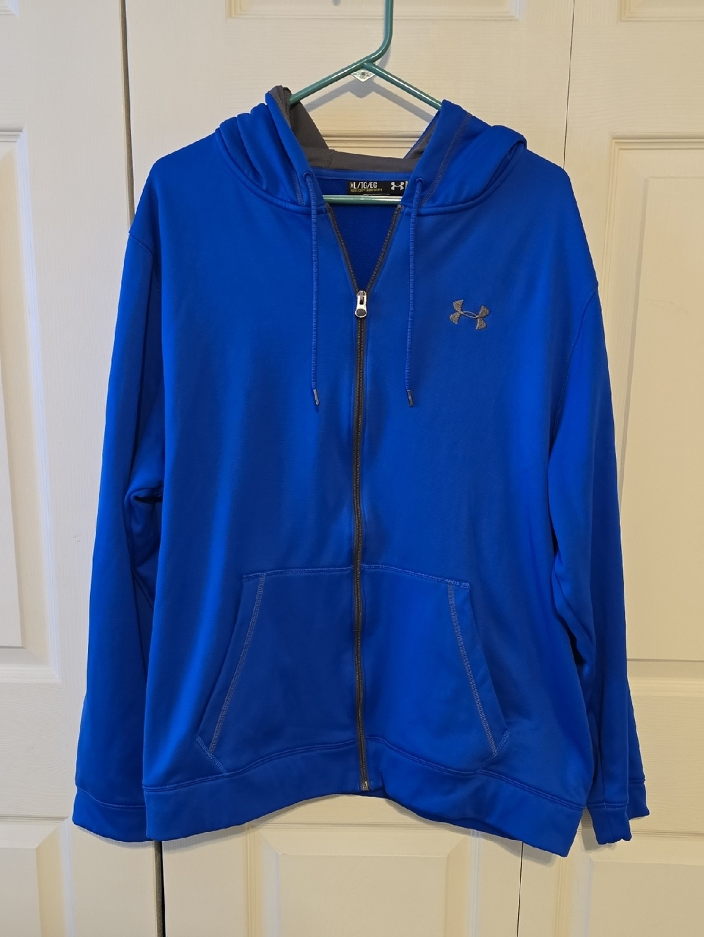 Mens Under Armour Bright Blue Light Weight Zip-Up Hoodie with Hood Size XL